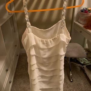 White layered mini dress.